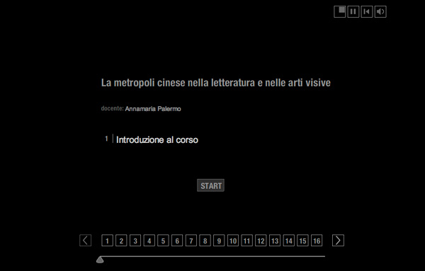 Schermata iniziale di una lezione.